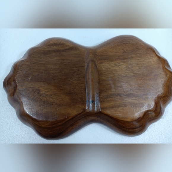 Mid Century Margal Of California Wood Serving Dish Open Clam Shell Design - Picture 5 of 7